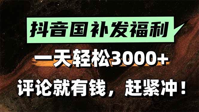 （15530期）一天轻松3000+，抖音国补福利！评论就有钱，还有额外躺赚！-轻金阁