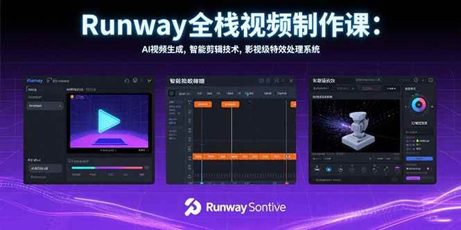 （15515期）Runway全栈视频制作课：AI视频生成，智能剪辑技术，影视级特效处理系统-轻金阁