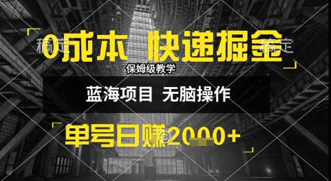 0成本快递掘金玩法，日入1k+，小白30分钟上手，收益嘎嘎猛【揭秘】-轻金阁
