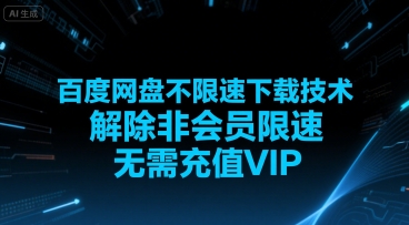 百度网盘不限速下载技术，解除非会员限速，无需充值VIP-轻金阁