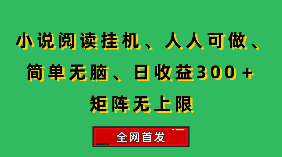 （15413期）小说挂机阅读，人人可做，简单无脑，一天收益300＋矩阵无限上-轻金阁