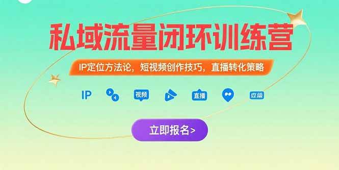 （15396期）私域流量闭环训练营：IP定位方法论，短视频创作技巧，直播转化策略-轻金阁