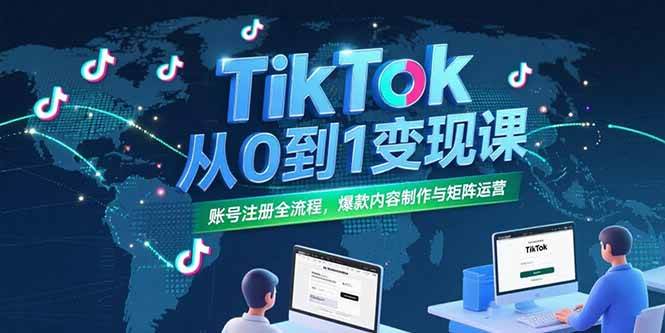 （15346期）TikTok从0到1变现课，账号注册全流程，爆款内容制作与矩阵运营-轻金阁