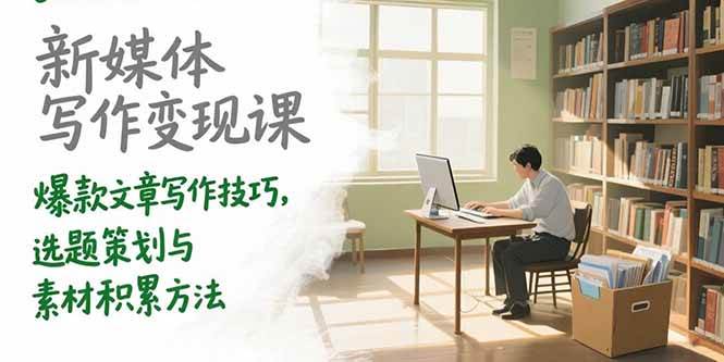 （15345期）新媒体写作变现课，爆款文章写作技巧，选题策划与素材积累方法-轻金阁