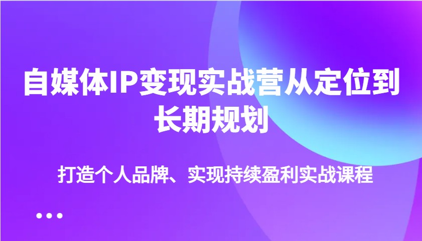 自媒体IP变现实战营从定位到长期规划，打造个人品牌、实现持续盈利实战课程-轻金阁
