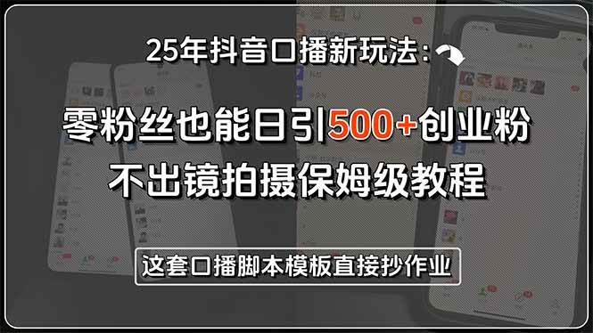 （15384期）25年抖音口播新玩法：零粉丝也能日引500+创业粉，不出镜拍摄保姆级教程…-轻金阁