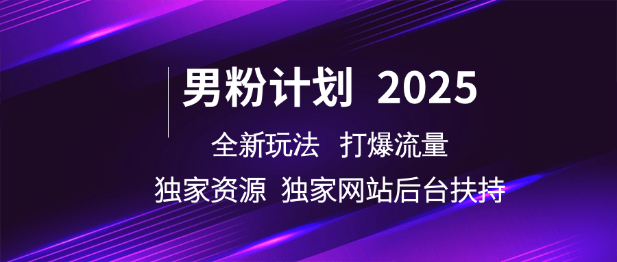 男粉计划2025  全新玩法打爆流量 独立网站 独立资源后台扶持-轻金阁