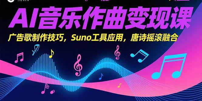 （15370期）AI音乐作曲变现课，广告歌制作技巧，Suno工具应用，唐诗摇滚融合-轻金阁