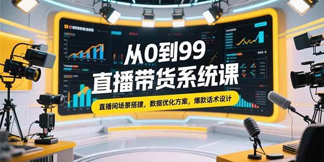 （15362期）从0到99直播带货系统课，直播间场景搭建，数据优化方案，爆款话术设计-轻金阁
