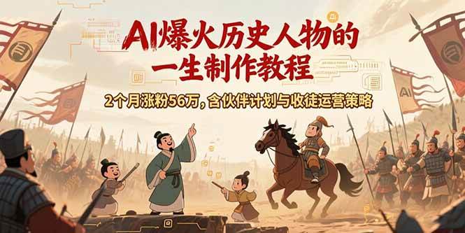 （15336期）AI历史人物赛道课程，2个月涨粉56万，含伙伴计划与收徒运营策略-轻金阁