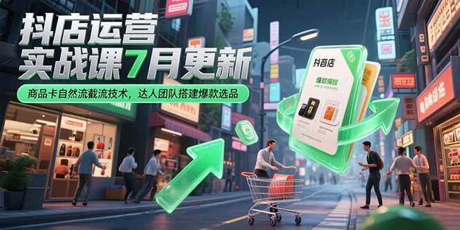 （15329期）抖店运营实战课7月更新，商品卡自然流截流技术，达人团队搭建爆款选品-轻金阁