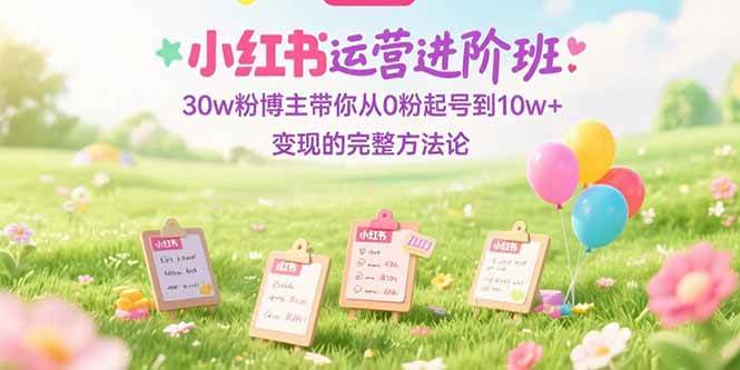 （15318期）小红书运营进阶班：30w粉博主带你从0粉起号到10w+变现的完整方法论-轻金阁