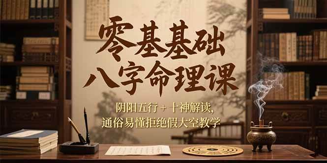 （15283期）零基础八字命理课，阴阳五行+十神解读，通俗易懂拒绝假大空教学-轻金阁