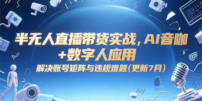 （15280期）半无人直播带货实战，AI音咖+数字人应用 解决账号矩阵与违规难题(更新7月)-轻金阁