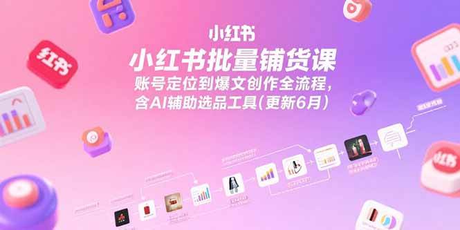 （15279期）小红书批量铺货课，账号定位到爆文创作全流程，含AI辅助选品工具(更新6月)-轻金阁