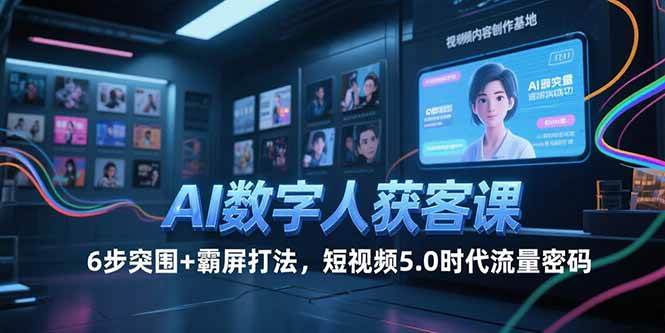 （15247期）AI数字人获客课，6步突围+霸屏打法，短视频5.0时代流量密码-轻金阁