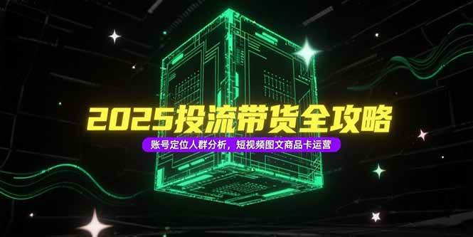 （15233期）2025投流带货全攻略，账号定位人群分析，短视频图文商品卡运营-轻金阁