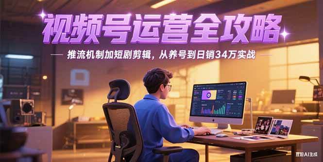 （15217期）2025视频号运营全攻略，推流机制加短剧剪辑，从养号到日销34万实战-轻金阁