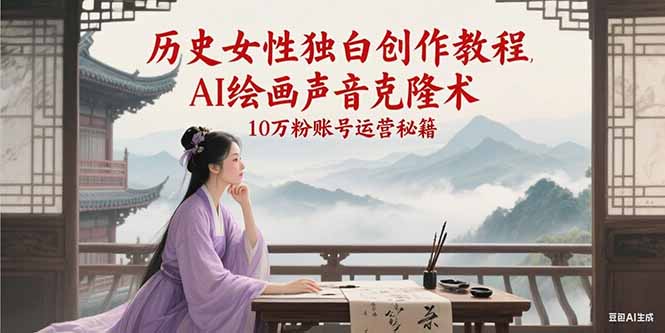 （15186期）历史女性独白创作教程，AI绘画声音克隆术，10万粉账号运营秘籍-轻金阁