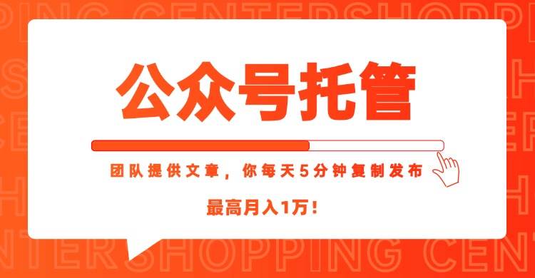 （15109期）【公众号托管 】我提供文章，你每天５分钟复制发布，最高月入1W-轻金阁