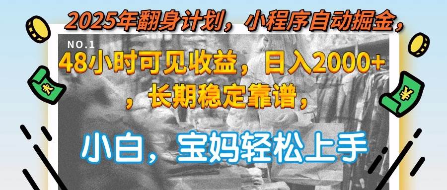 （15082期）2025年翻身计划，小程序自动掘金48小时可见收益，日入2000+，长期稳定…-轻金阁