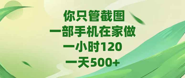 （15039期）你只管截图，一部手机在家做，一小时120，-天500+-轻金阁