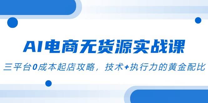 （14982期）AI电商无货源实战课，三平台0成本起店攻略，技术+执行力的黄金配比-轻金阁