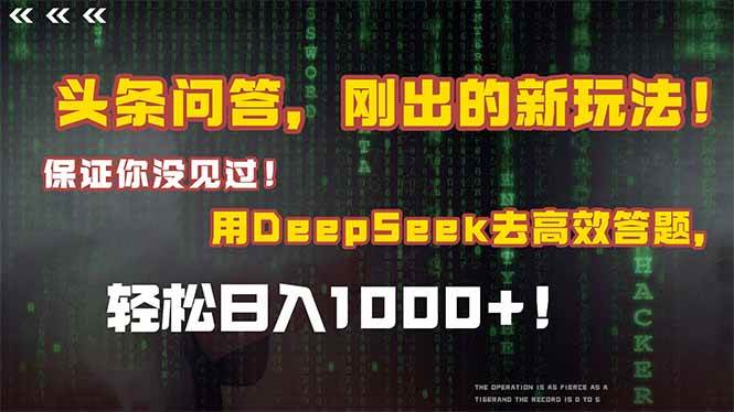 （14957期）头条问答，刚出的新玩法！保证你没见过！结合Deepseek高效答题，轻松日…-轻金阁