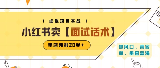 小红书虚拟项目掘金，卖面试话术资料，单店纯利20W+(附爆款笔记制作方法)-轻金阁