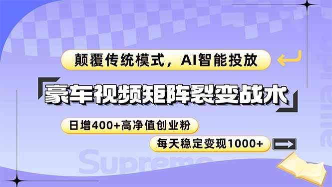 （14903期）豪车视频矩阵裂变战术，颠覆传统模式，AI智能投放，日增400+高净值创业…-轻金阁