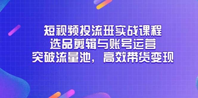 （14868期）短视频投流班实战课程，选品剪辑与账号运营，突破流量池，高效带货变现-轻金阁