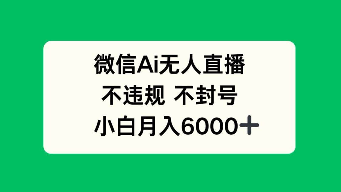 （14733期）微信AI无人直播，不违规 不封号 ，小白月入6000+-轻金阁