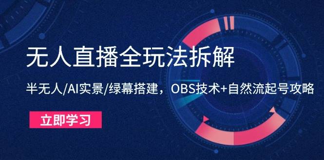 （14684期）无人直播全玩法拆解：半无人/AI实景/绿幕搭建，OBS技术+自然流起号攻略-轻金阁