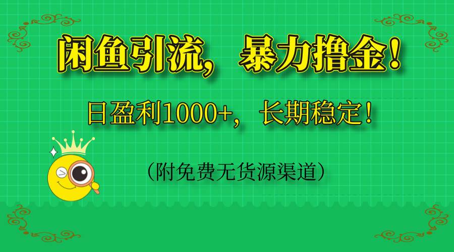 （14647期）闲鱼引流，暴力撸金，日盈利1000+，长期稳定！（附免费无货源渠道）-轻金阁