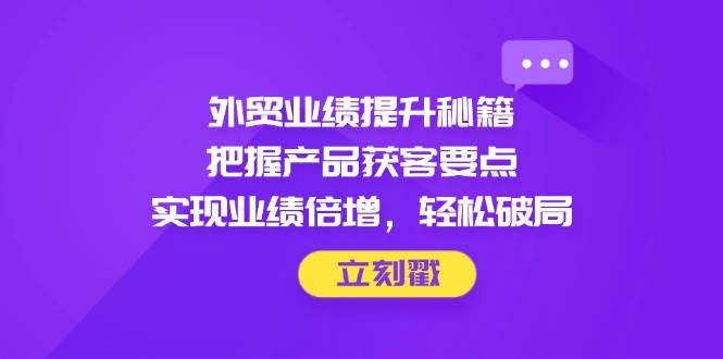 （14567期）外贸业绩提升秘籍，把握产品获客要点，实现业绩倍增，轻松破局-轻金阁