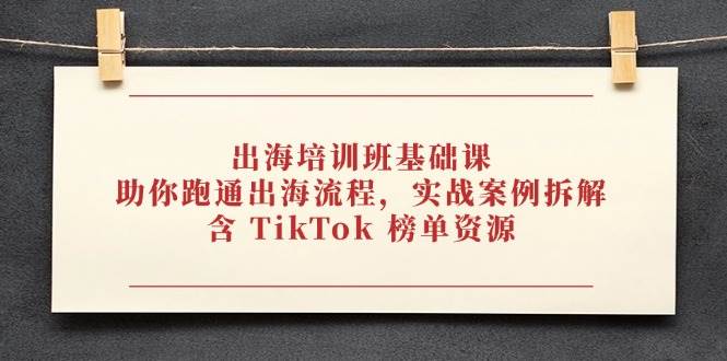 （14555期）出海培训班基础课，助你跑通出海流程，实战案例拆解，含 TikTok 榜单资源-轻金阁