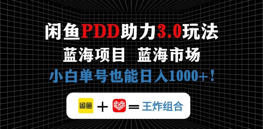 （14516期）闲鱼卖拼多多助力项目，蓝海市场新手也能单号日入1000+-轻金阁