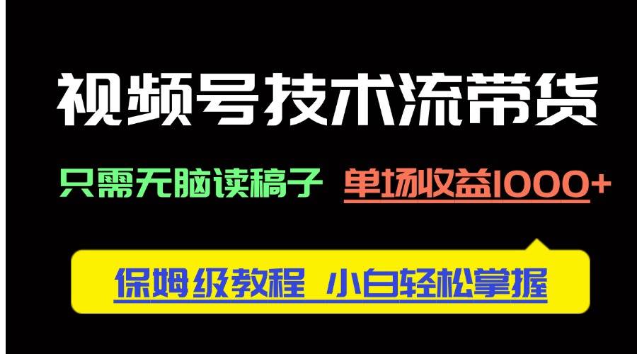 （14476期）视频号技术流带货，只需无脑读稿子，单场收益1000+ 保姆级教程，小白轻…-轻金阁