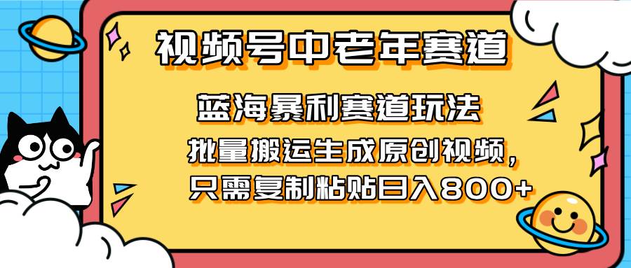 （14314期）2025视频号中老年短视频蓝海暴利风口！复制粘贴搬运视频单日赚800+，无…-轻金阁