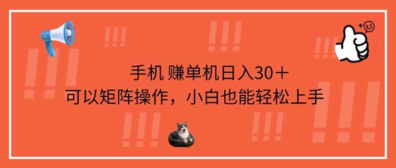 （14189期）手机赚单机日入30＋，可以矩阵操作，小白也能轻松上手-轻金阁