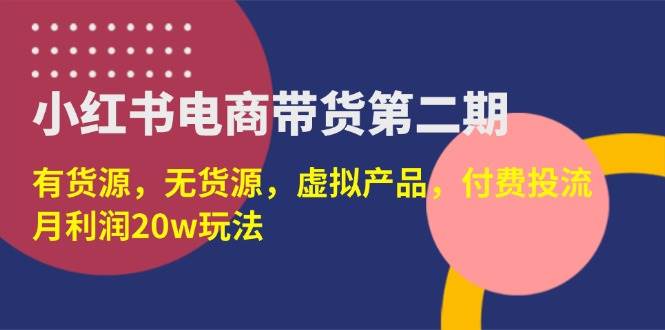 （14186期）小红书电商带货第二期，有货源，无货源，虚拟产品，付费投流，月利润20w-轻金阁