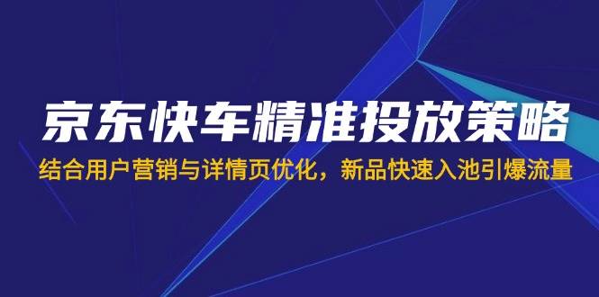 （14185期）京东快车精准投放策略，结合用户营销与详情页优化，新品快速入池引爆流量-轻金阁