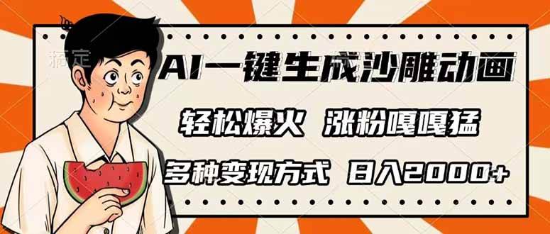 （14161期）AI一键生成沙雕动画，单视频破千万播放，多种变现方式，日入2000+-轻金阁