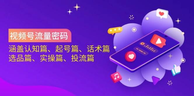 （14124期）视频号流量密码：涵盖认知篇、起号篇、话术篇、选品篇、实操篇、投流篇-轻金阁