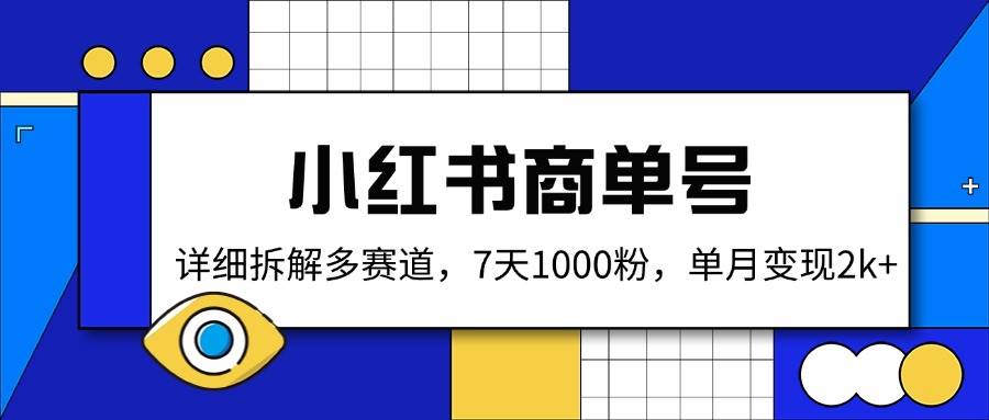 （14579期）小红书商单号，详细拆解多赛道，7天1000粉，单月变现2k+-轻金阁