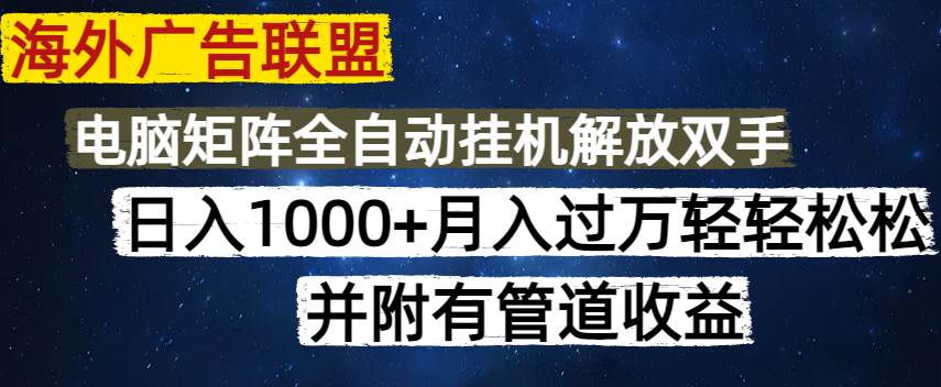 （14540期）海外广告联盟每天几分钟日入1000+无脑操作，可矩阵并附有管道收益-轻金阁