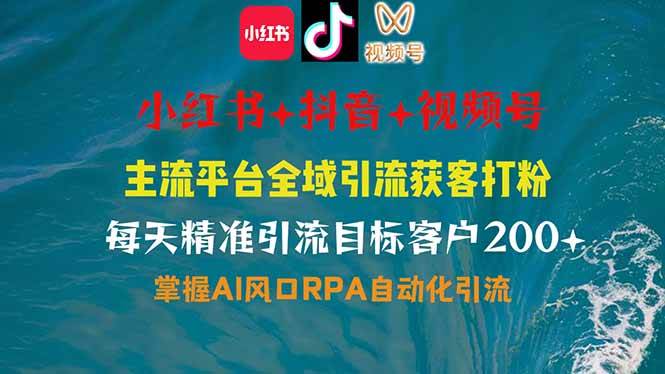 （14484期）小红书、抖音、视频号全域多平台引流获客，日引目标客户200+，RPA自动…-轻金阁