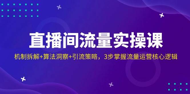 直播间流量实操课：机制拆解+算法洞察+引流策略，3步掌握流量运营核心逻辑-轻金阁
