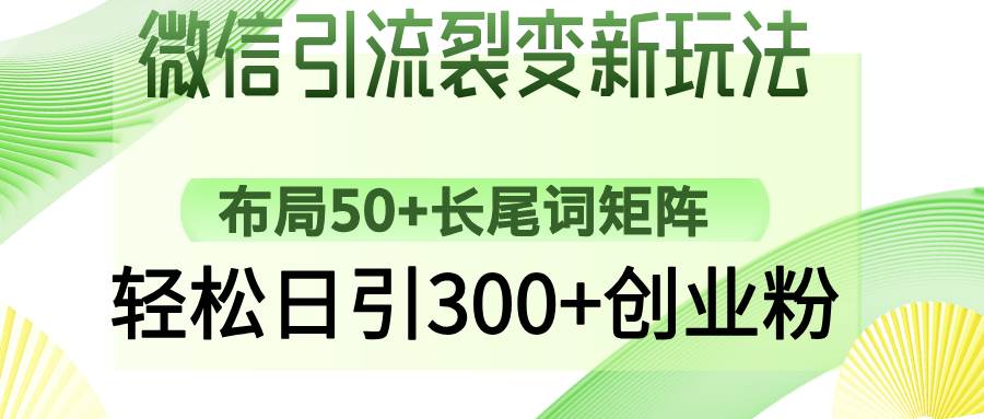 （14451期）微信引流裂变新玩法：布局50+长尾词矩阵，轻松日引300+创业粉-轻金阁