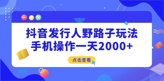 （14319期）抖音发行人野路子玩法，手机操作一天2000+-轻金阁